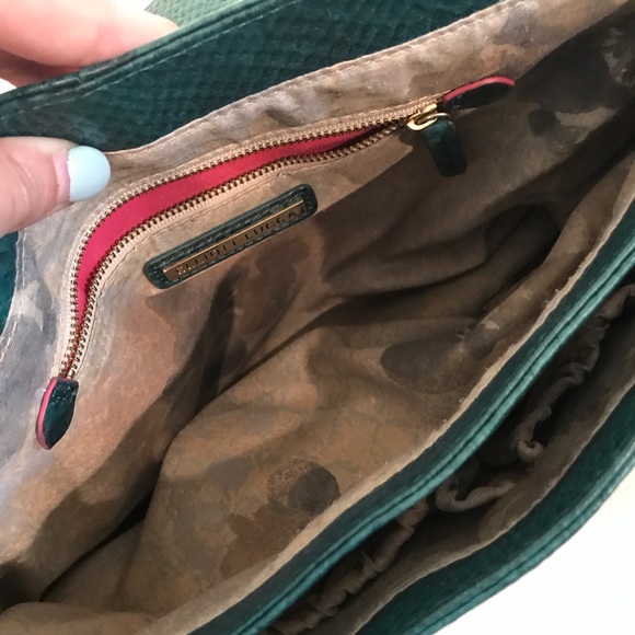 Teal green Elliot Lucca envelope bag /wood accent - Picture 4 of 8